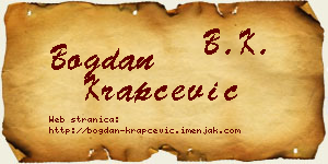 Bogdan Krapčević vizit kartica